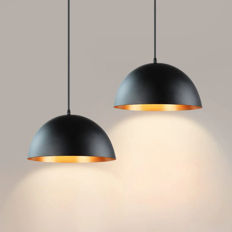 Modern Industrial Dome Pendant Light with Gold Inside - Image 6