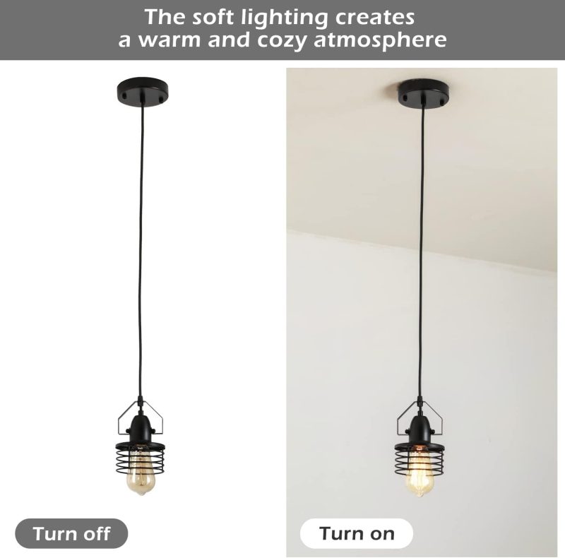 Industrial Black Pendant Light - Image 9