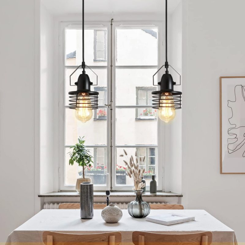 Industrial Black Pendant Light - Image 7