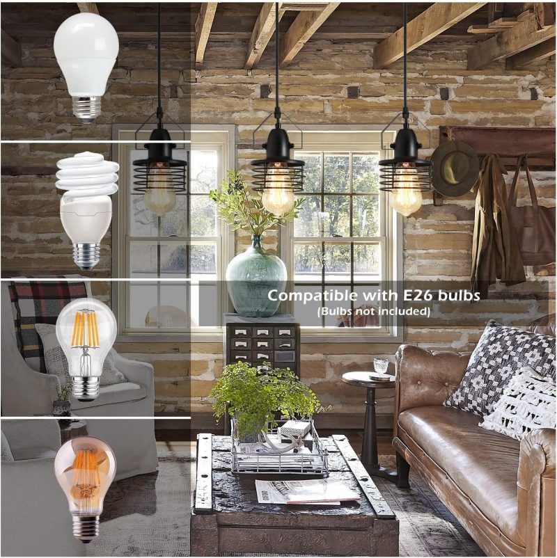 Industrial Black Pendant Light - Image 3