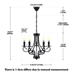 5 Light Iron Ceiling Light Vintage Chandelier - Image 11
