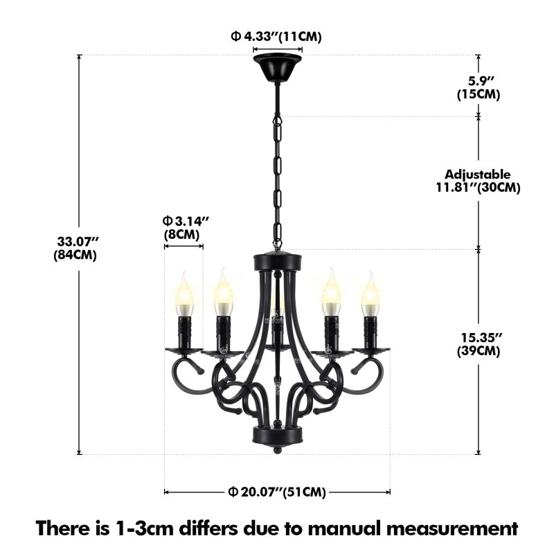 5 Light Iron Ceiling Light Vintage Chandelier - Image 11