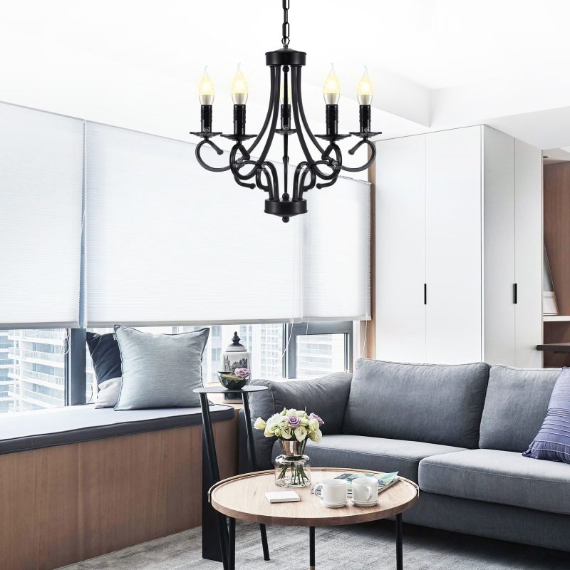 5 Light Iron Ceiling Light Vintage Chandelier - Image 6