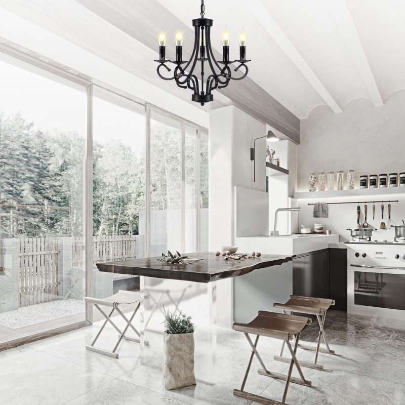 5 Light Iron Ceiling Light Vintage Chandelier - Image 5