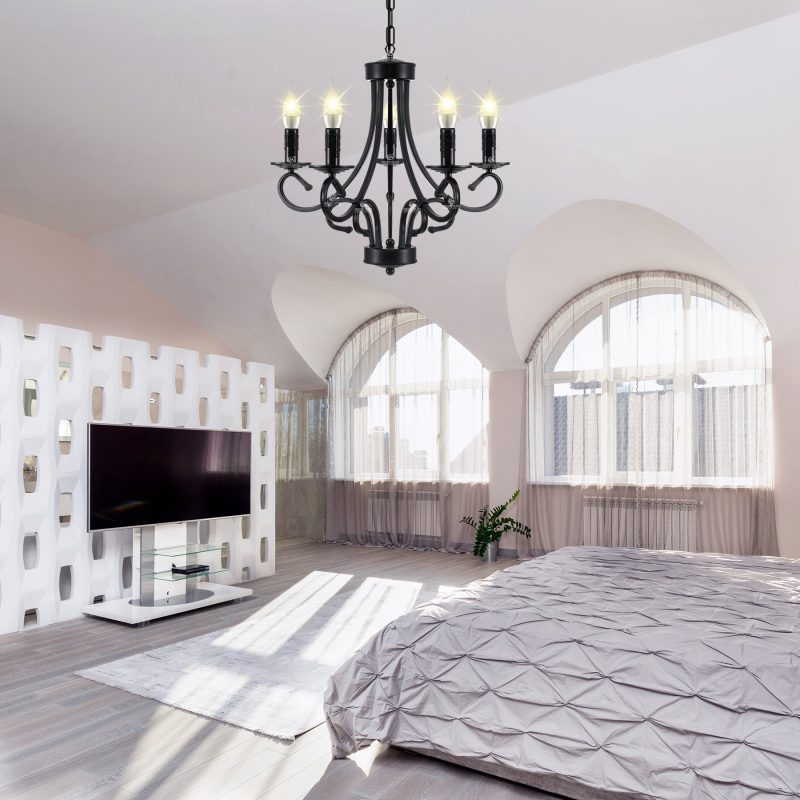 5 Light Iron Ceiling Light Vintage Chandelier - Image 4