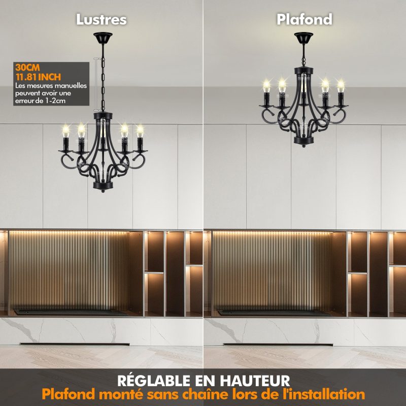 5 Light Iron Ceiling Light Vintage Chandelier - Image 10