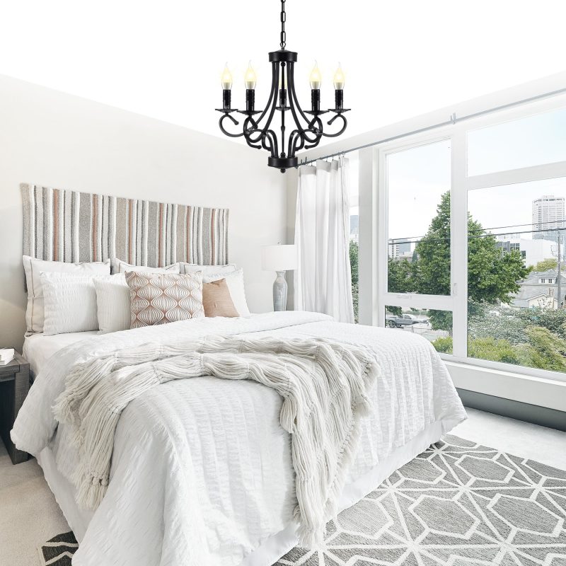 5 Light Iron Ceiling Light Vintage Chandelier - Image 3