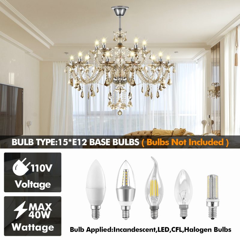 K9 Crystal Chandelier 15 Lights Crystal Ceiling Lamp - Image 7
